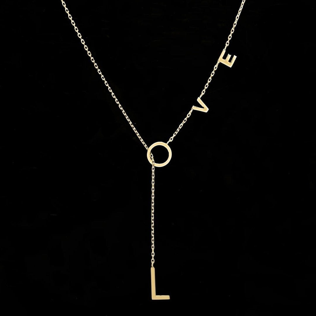 14K Gold Plated Love Lariat Necklace Image 1