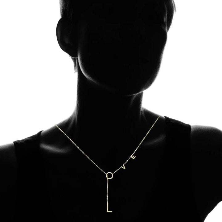 14K Gold Plated Love Lariat Necklace Image 2