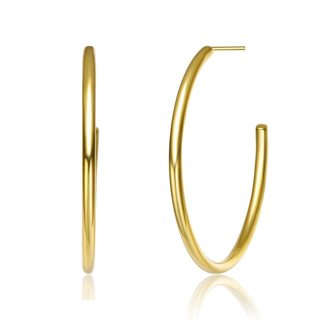 14K Gold Plated Open Hoop Earrings Image 1