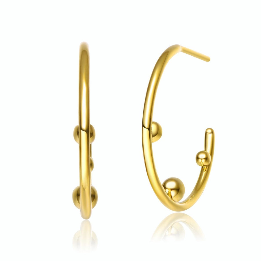 14K Gold Plated Pearl Hoop Earrings Image 1