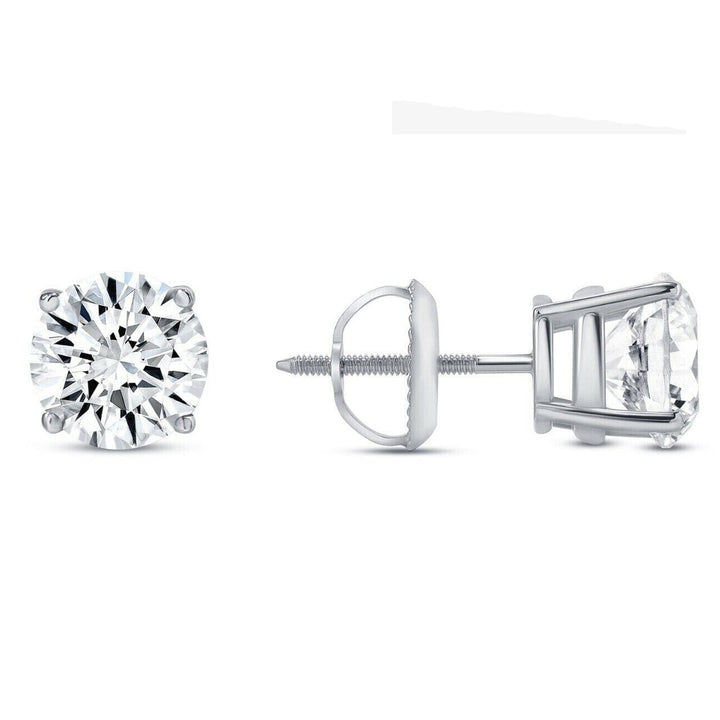 14K Solid White Gold 2.00ct Lab-Grown Round IGI Certified Diamond Stud Earrings Image 1