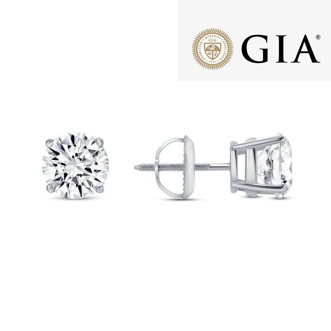 14K Solid White Gold 2.00ct Lab-Grown Round IGI Certified Diamond Stud Earrings Image 2