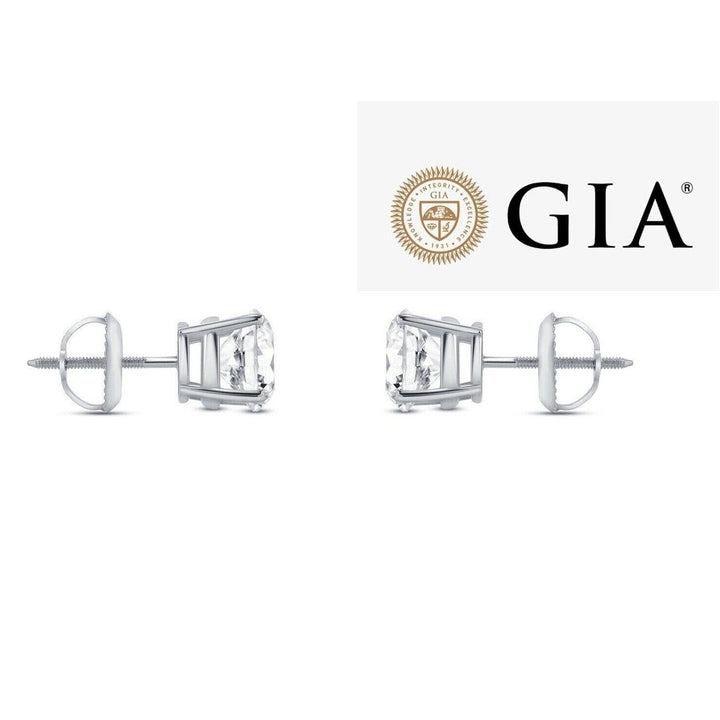 14K Solid White Gold 2.00ct Lab-Grown Round IGI Certified Diamond Stud Earrings Image 3