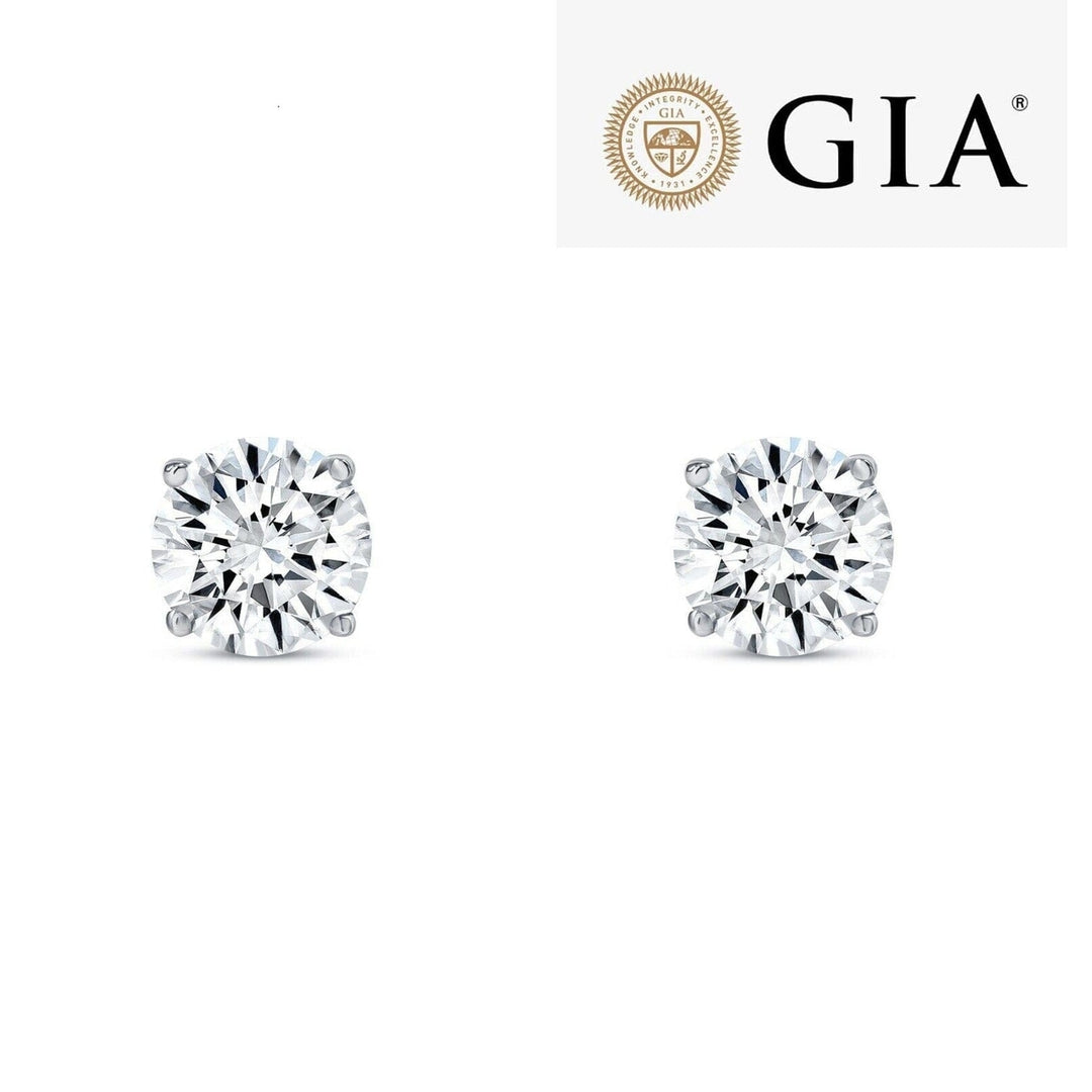 14K Solid White Gold 2.00ct Lab-Grown Round IGI Certified Diamond Stud Earrings Image 4