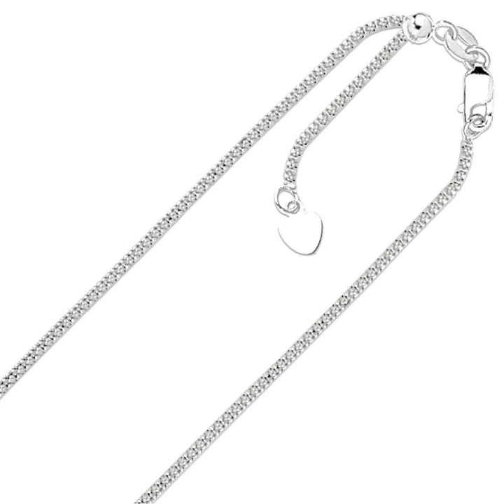 14k White Gold 1.00mm Solid Adjustable Popcorn Chain Up To 22" Image 1