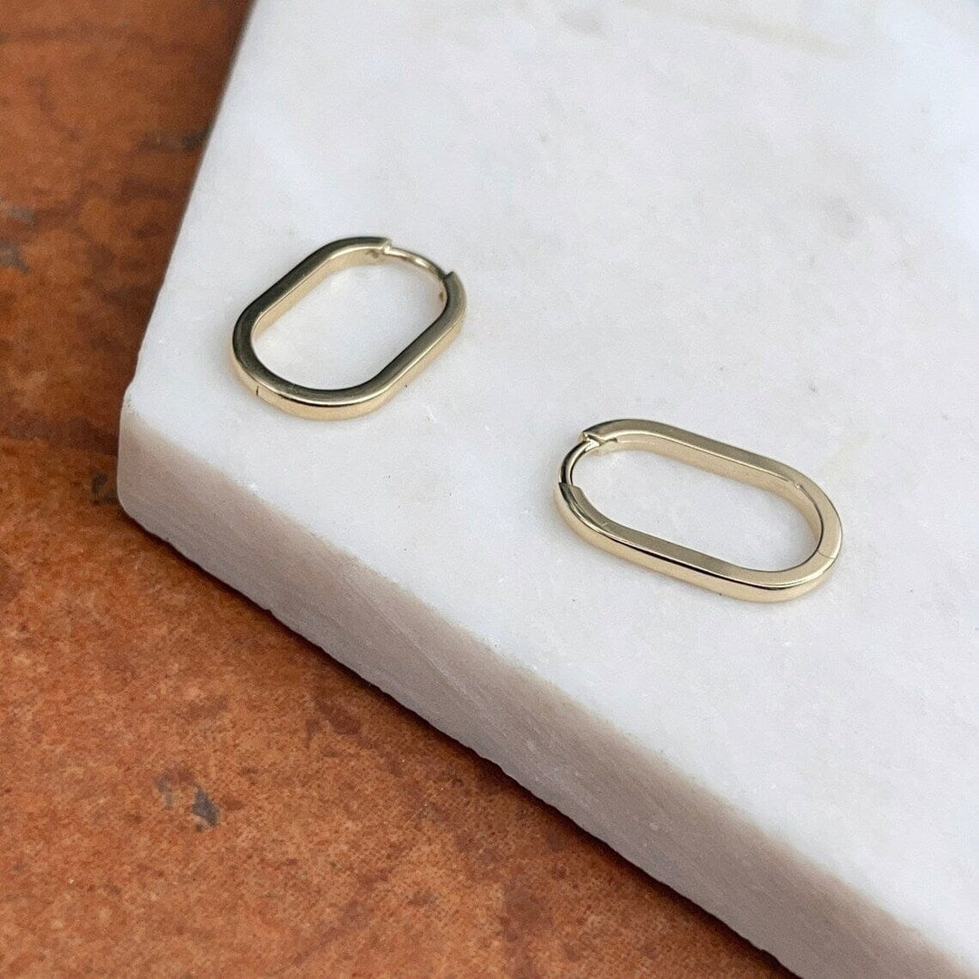 14K Solid Yellow Gold Oval Paperclip Earring Paperclip Hoop Image 4