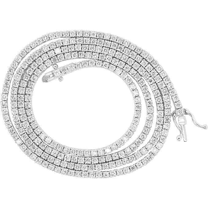 14k White Gold 4.20 Ct.T.W. Earth Mined Real Diamond Pretty Tennis Necklace 16" Image 1