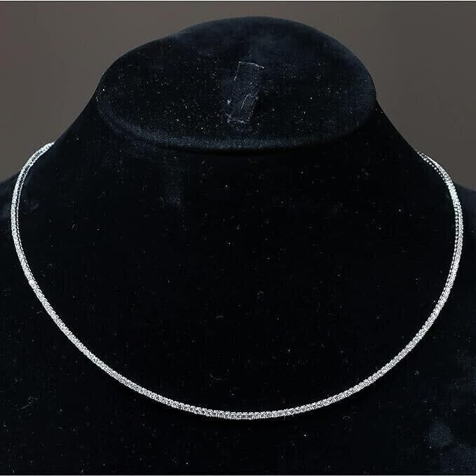 14k White Gold 4.20 Ct.T.W. Earth Mined Real Diamond Pretty Tennis Necklace 16" Image 2