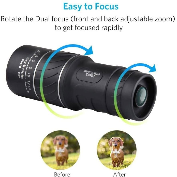 16x52 Monocular Dual Focus Optics Zoom Telescope Image 1