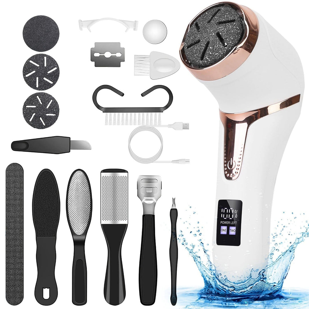 17-Pieces Set: Electric Foot Callus Remover with Vacuum Foot Grinder Rechargeable Image 2