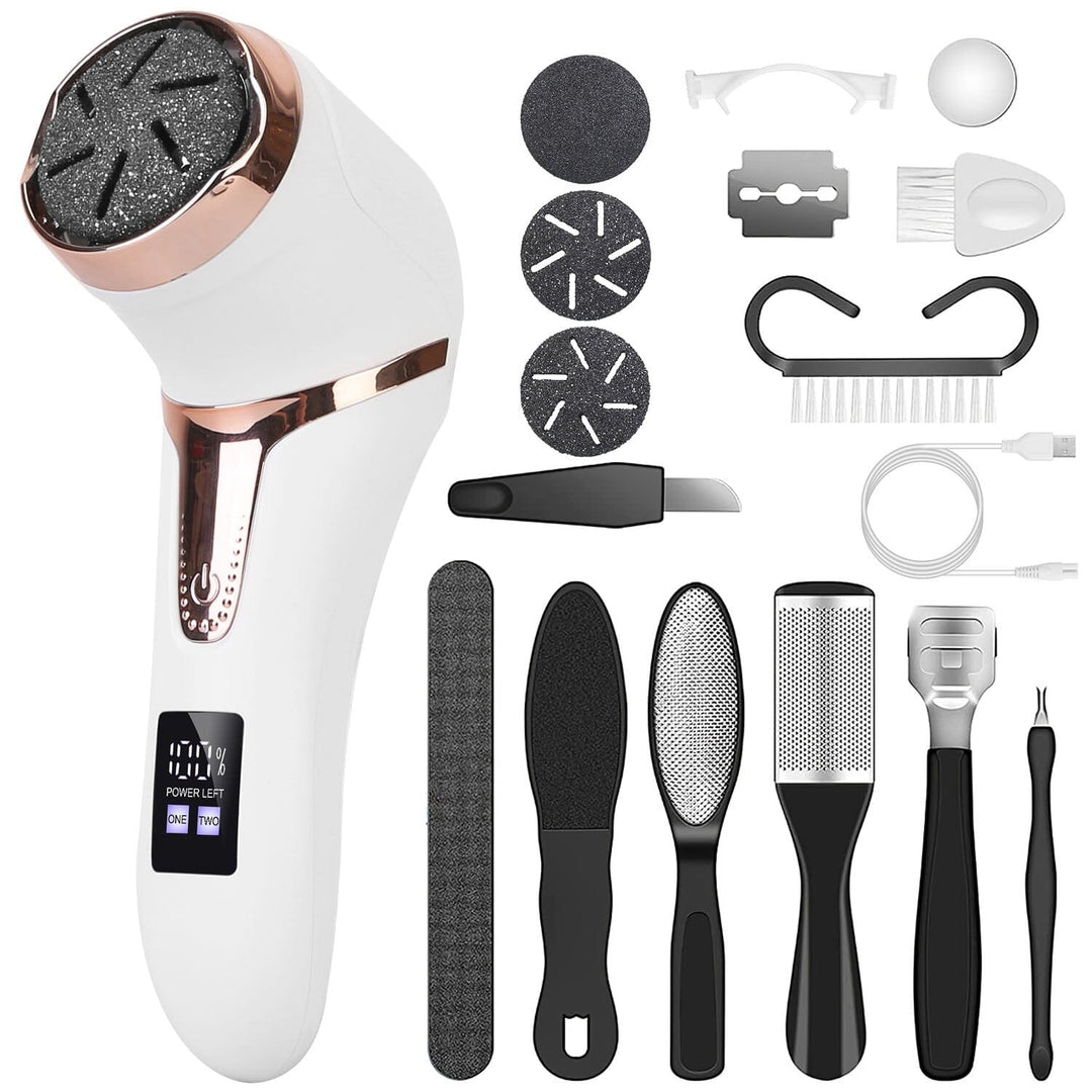 17-Pieces Set: Electric Foot Callus Remover with Vacuum Foot Grinder Rechargeable Image 3