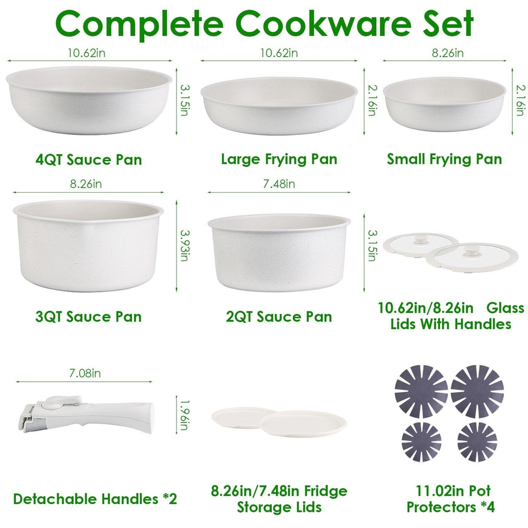 17-Pieces: Nonstick Cookware Set Induction Kitchen Pots and Pans Image 4