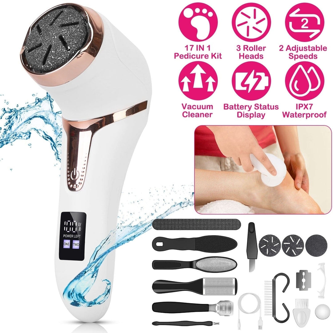 17-Pieces Set: Electric Foot Callus Remover with Vacuum Foot Grinder Rechargeable Image 12