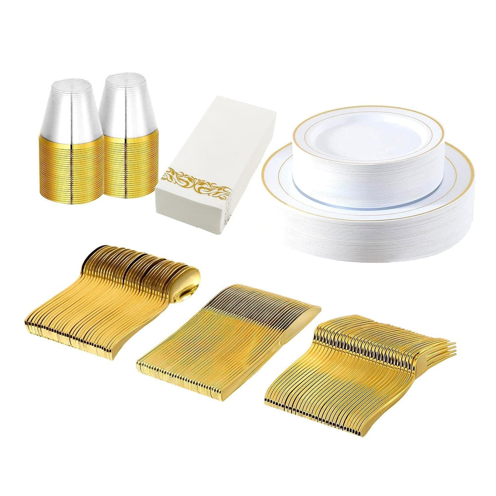 175-Pieces: Disposable Gold Dinnerware Set Image 2