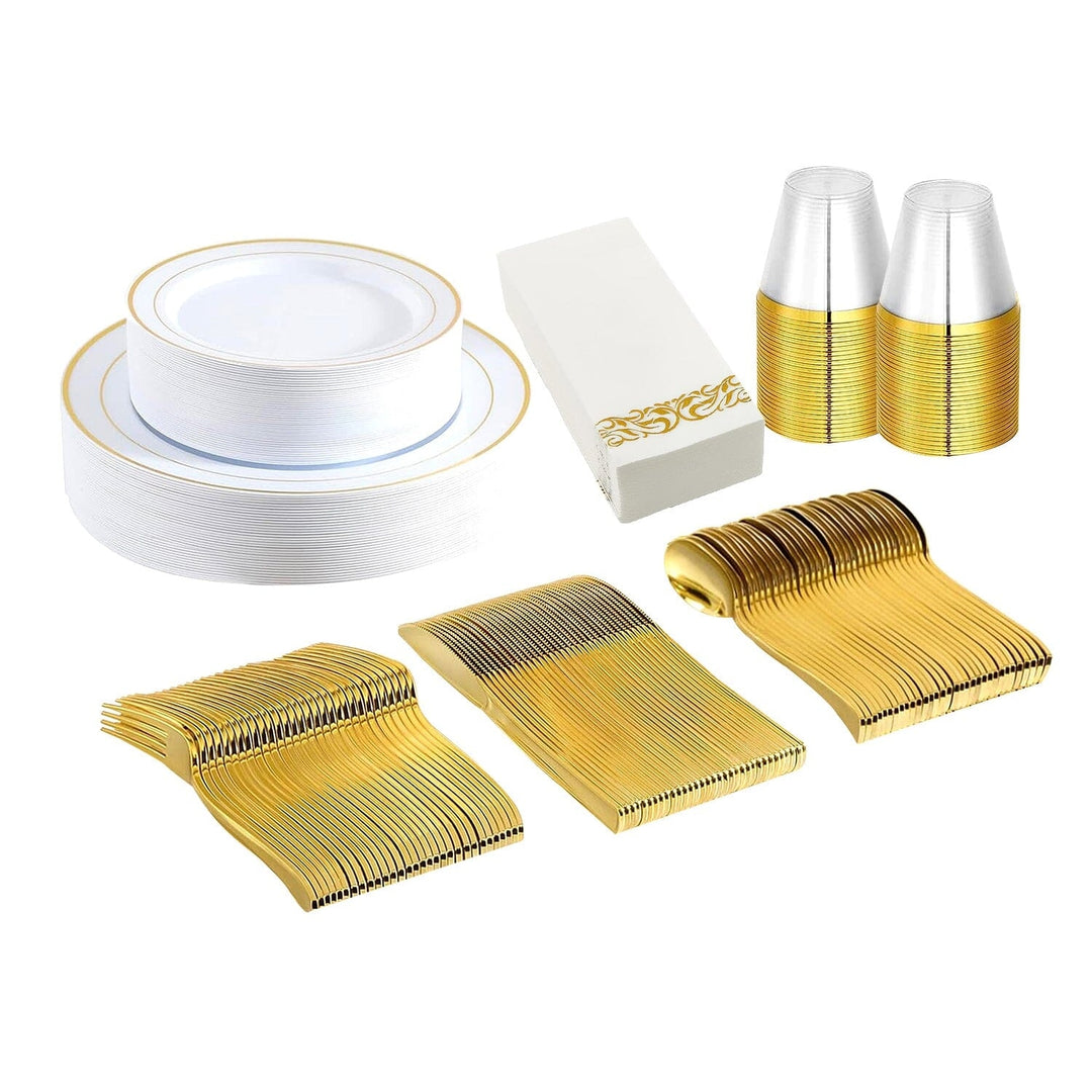 175-Pieces: Disposable Gold Dinnerware Set Image 3