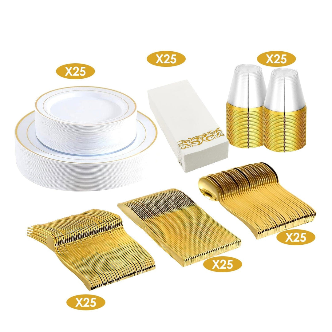 175-Pieces: Disposable Gold Dinnerware Set Image 4