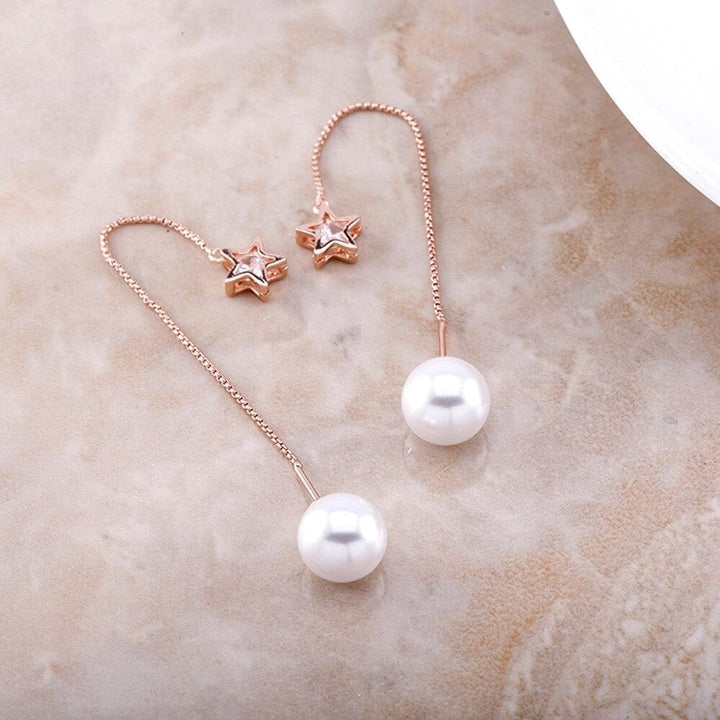 18ct Rose Gold Plated Freshwater Drop Earrings Image 2