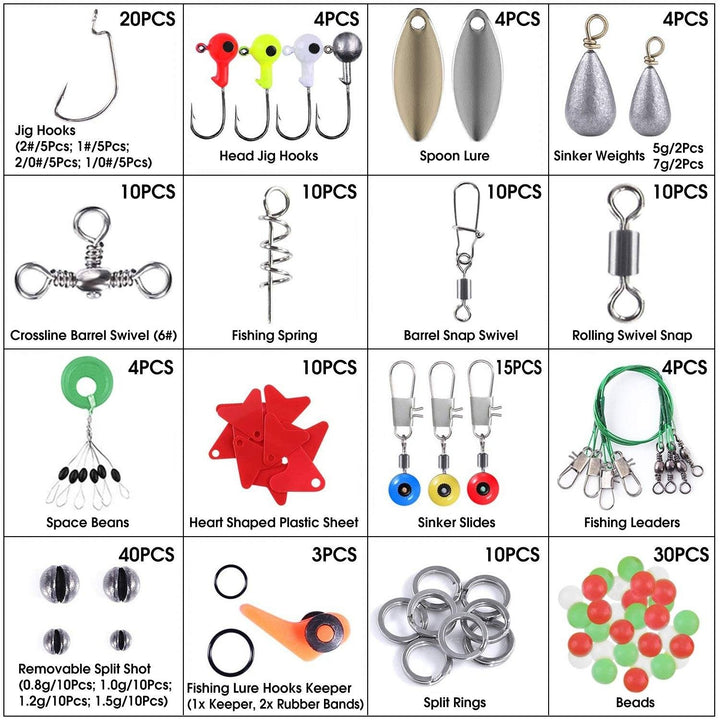 188-Pieces: Portable Fishing Accessory Kit with Tackle Box Image 2