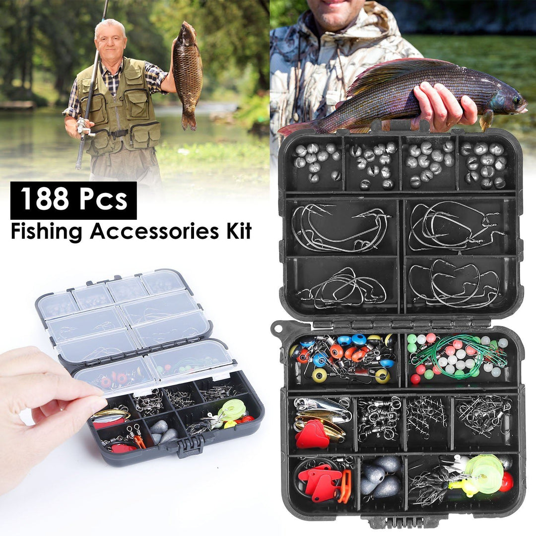 188-Pieces: Portable Fishing Accessory Kit with Tackle Box Image 4