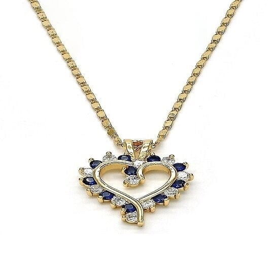 18k Gold Filled Blue Sapphire Micro Pave Heart Necklace Image 1