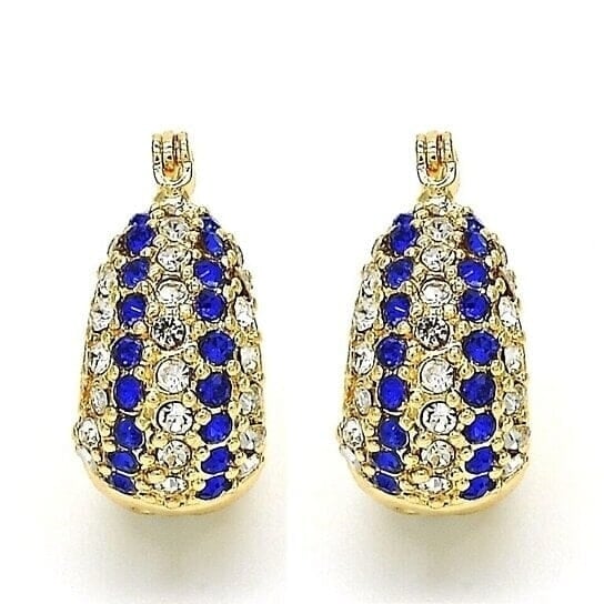 18k Gold Filled High Polish Finish 5 Line Sapphire Crystal Earring Image 1