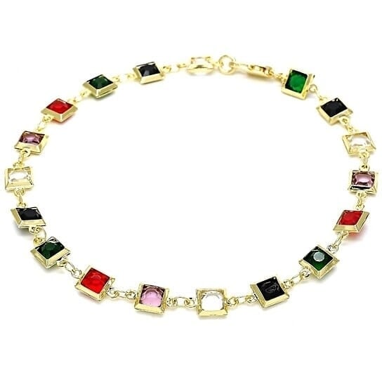 18k Gold Filled High Polish Finish Dark Block Crystal Anklet Image 1