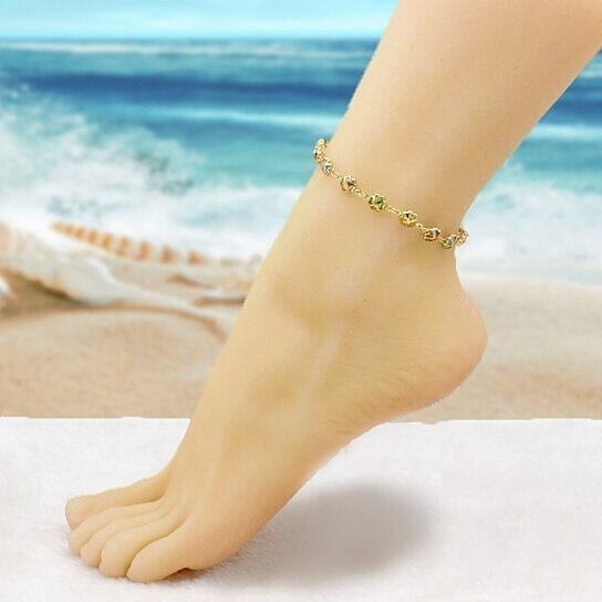 18k Gold Filled High Polish Finish Gold Multi Color Crystal Anklet Image 4