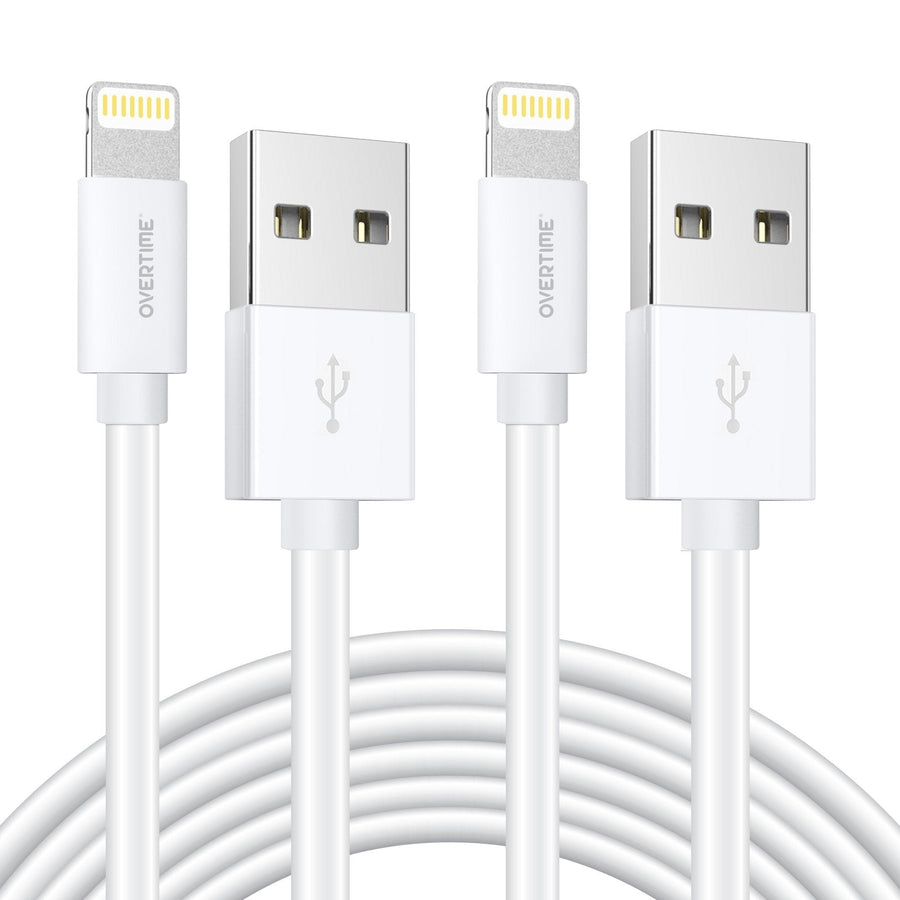 2-Pack: 4 Ft. White Overtime Apple MFi Certified Lightning USB Cable Image 1