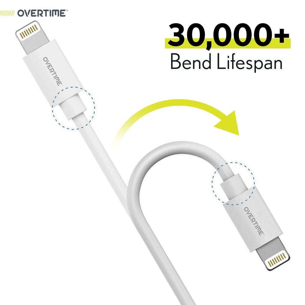 2-Pack: 4 Ft. White Overtime Apple MFi Certified Lightning USB Cable Image 2