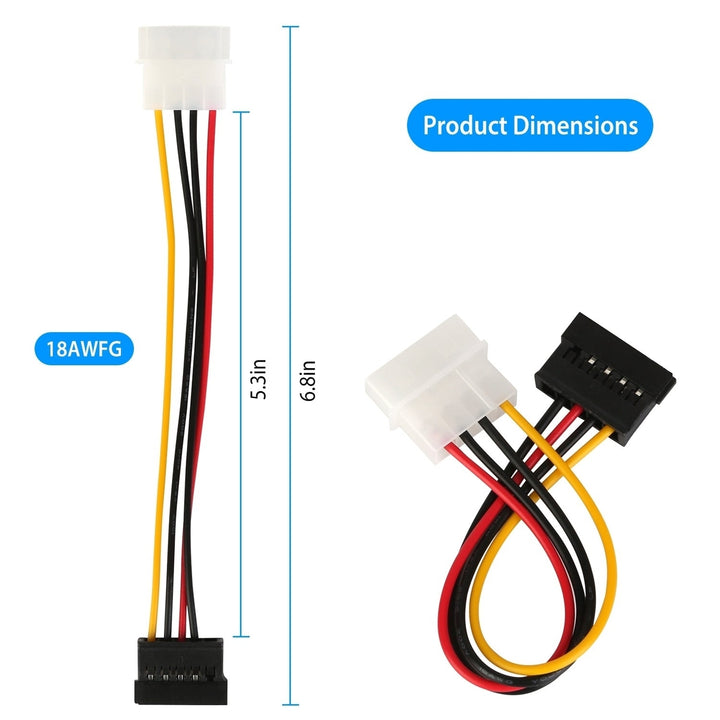 2-Pack: 4 Pin Male To 15Pin Female Data Cable Adapter Image 4