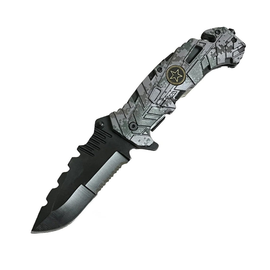 2-Pack: 5" Spring Assisted Knife with Camo Nylon Fiber Handle Image 1