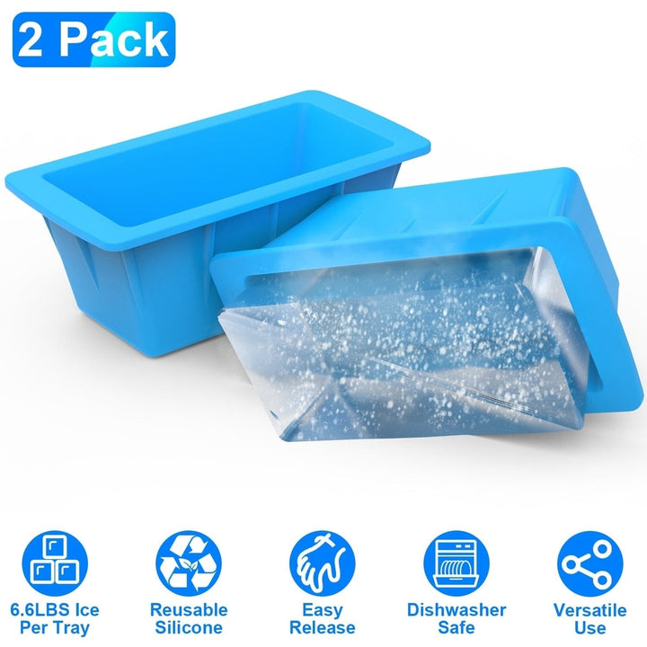 2-Pack: 6.6 lbs. Silicone Freezer Ice Block Molds Image 4