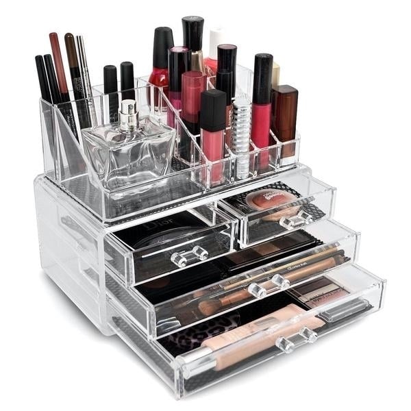 2-Pack: Acrylic Makeup Organizer Cosmetic Jewelry Display Box Image 1