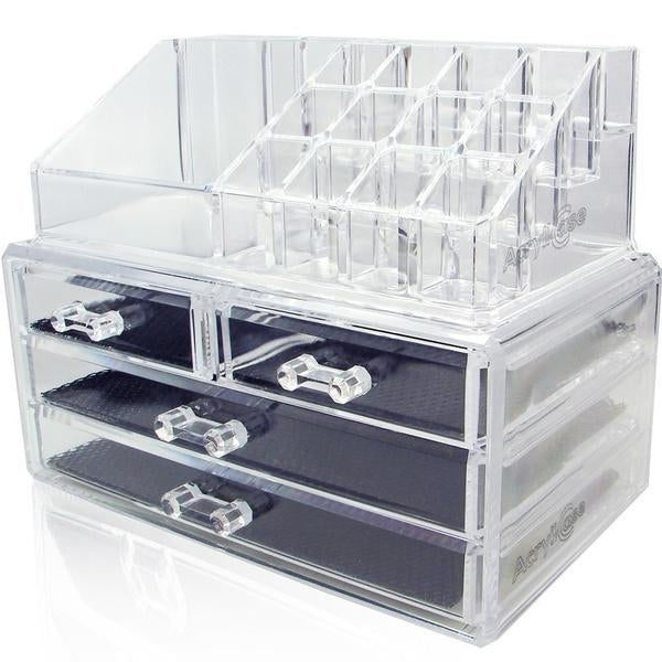 2-Pack: Acrylic Makeup Organizer Cosmetic Jewelry Display Box Image 2