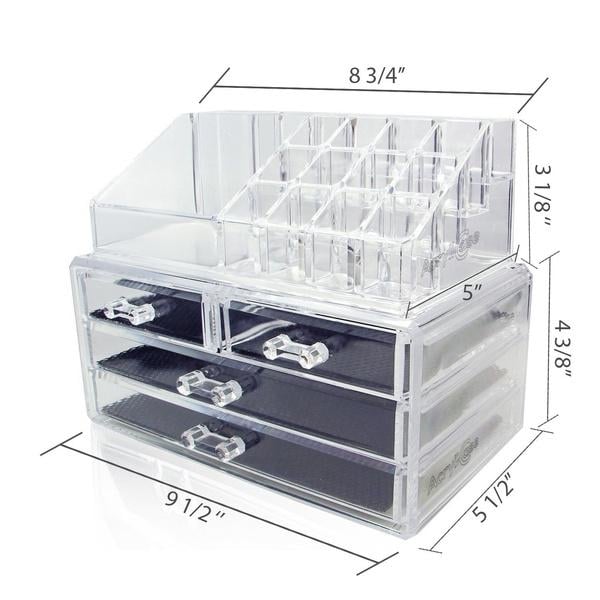 2-Pack: Acrylic Makeup Organizer Cosmetic Jewelry Display Box Image 3