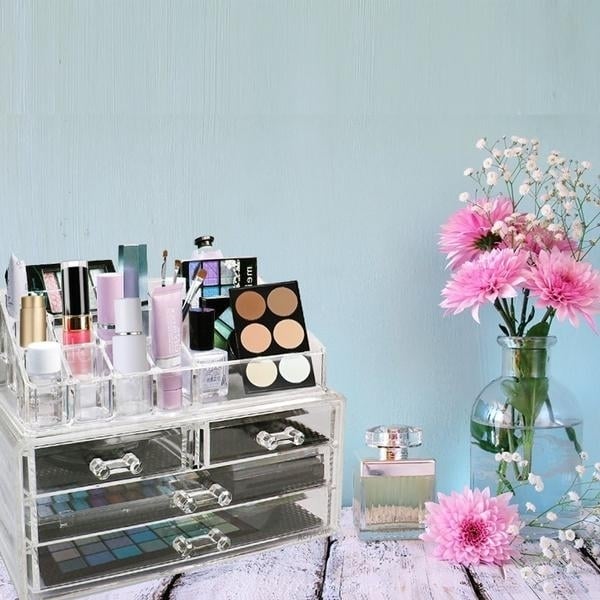 2-Pack: Acrylic Makeup Organizer Cosmetic Jewelry Display Box Image 4