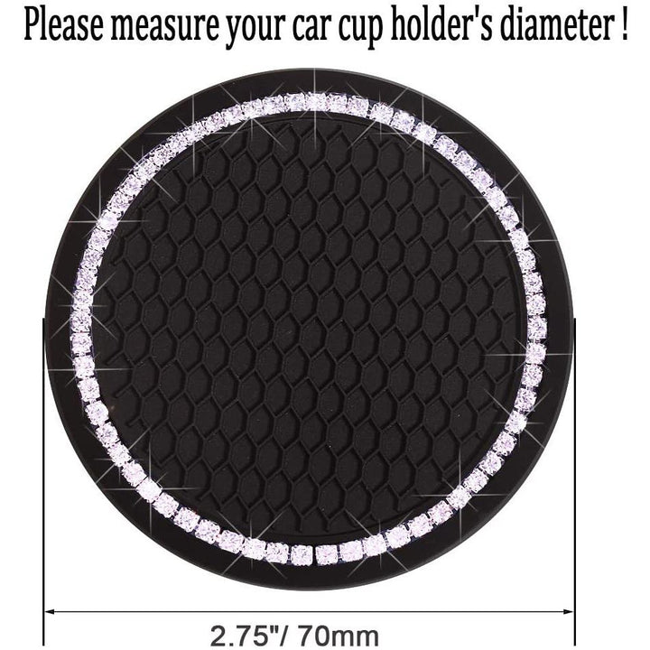 2-Pack: Anti-Slip Crystal Rhinestone Car Coaster Image 2