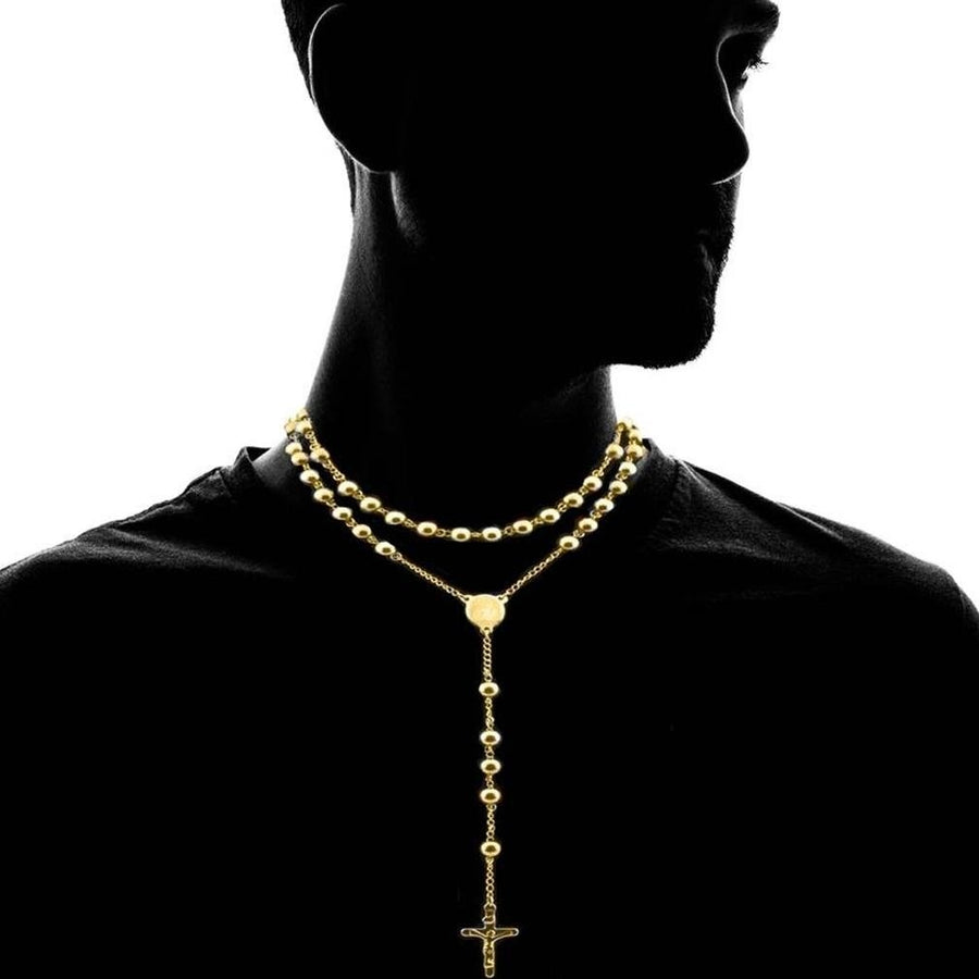 18K Gold Plated Diamond Cut Rosary Image 1