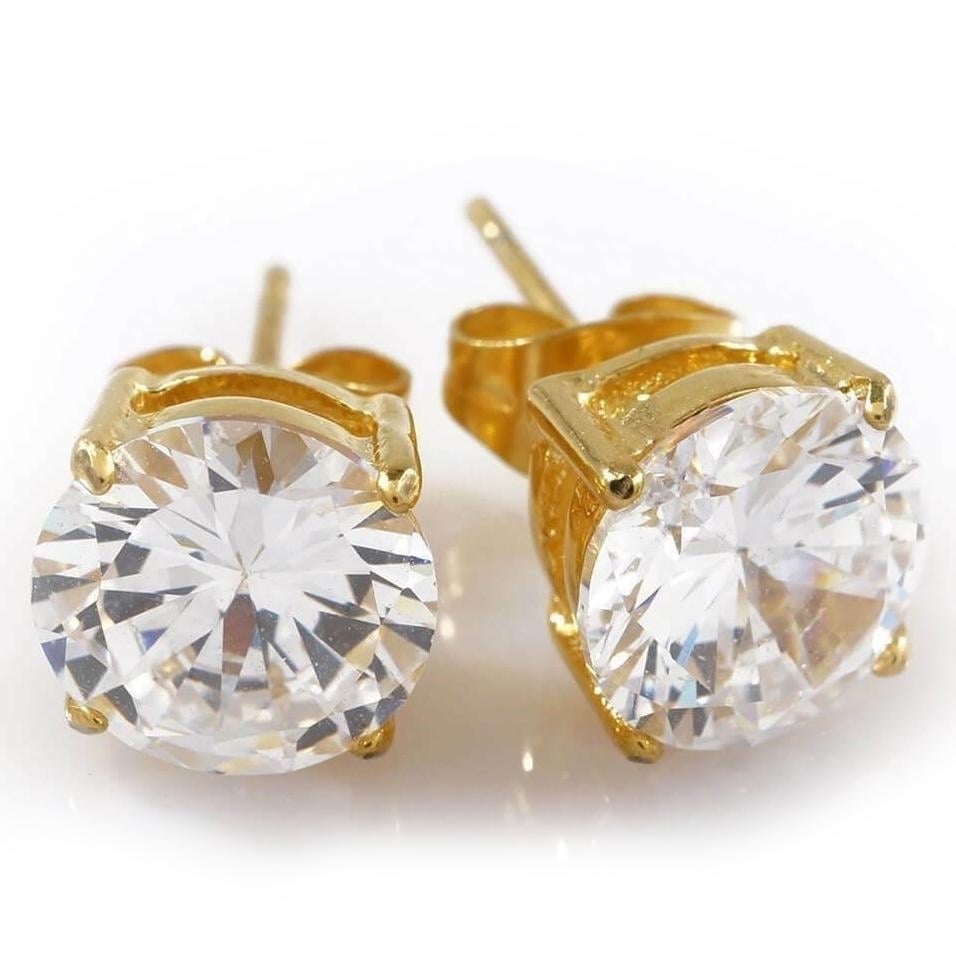 18K Yellow Gold Plated Stud Earrings Image 1