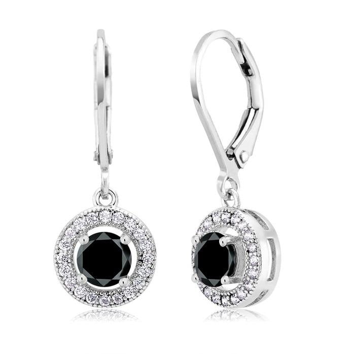 18kt White Gold Cubic Zirconia Drop Jet Earrings Image 1