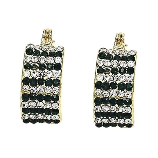 18k Gold-filled Emerald Crystal Pav High-polish Earrings Image 2