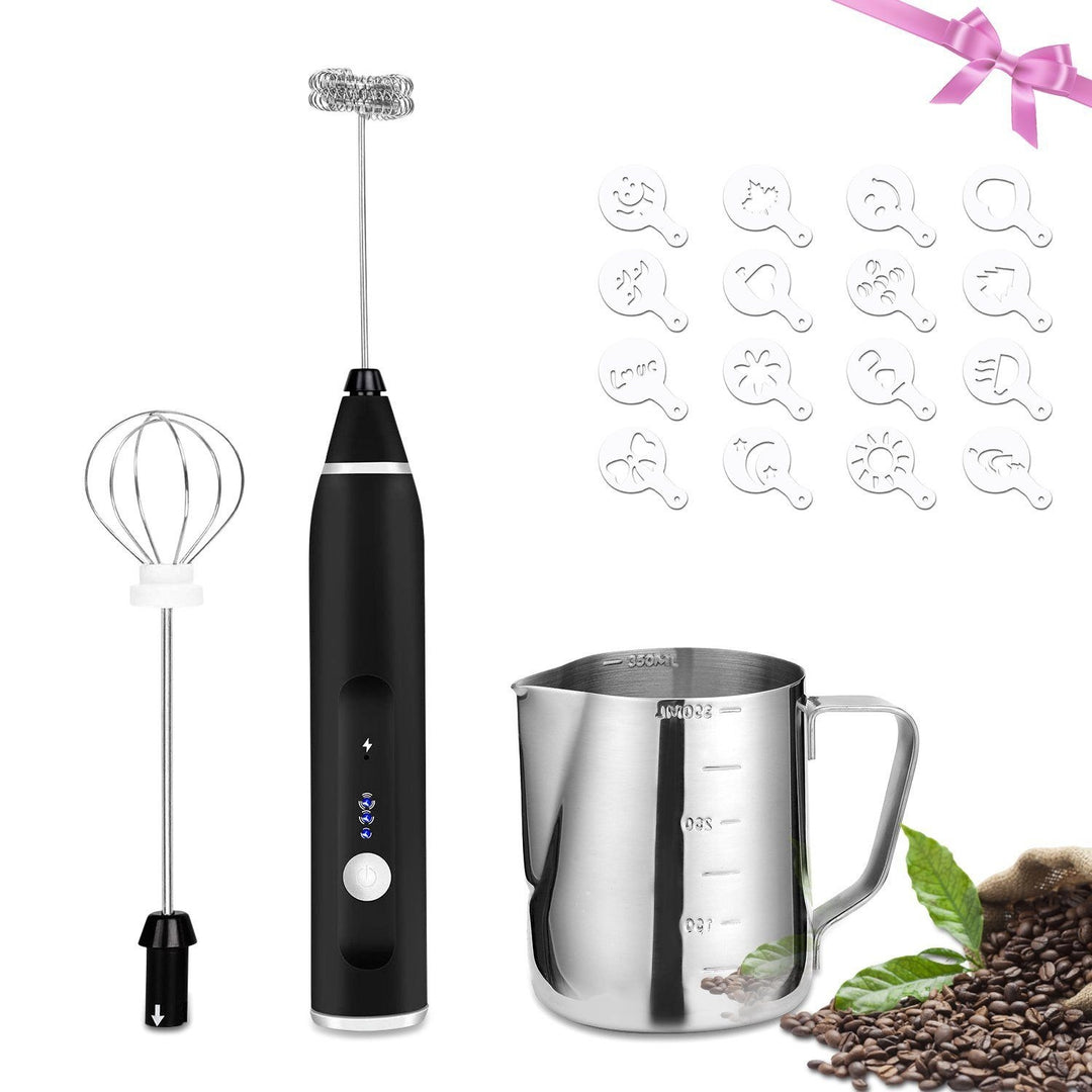 19-Pack: USB Electric Milk Coffee Frother Pitcher Set Image 1