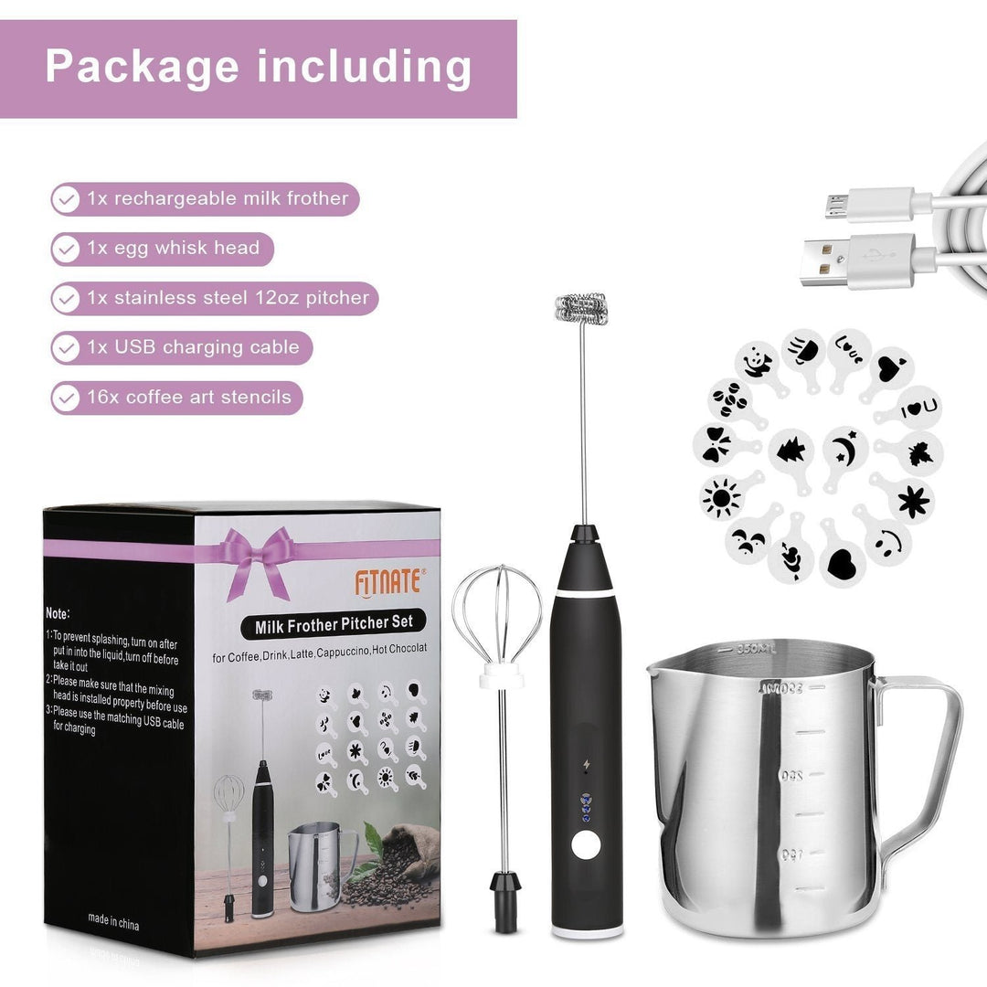 19-Pack: USB Electric Milk Coffee Frother Pitcher Set Image 3