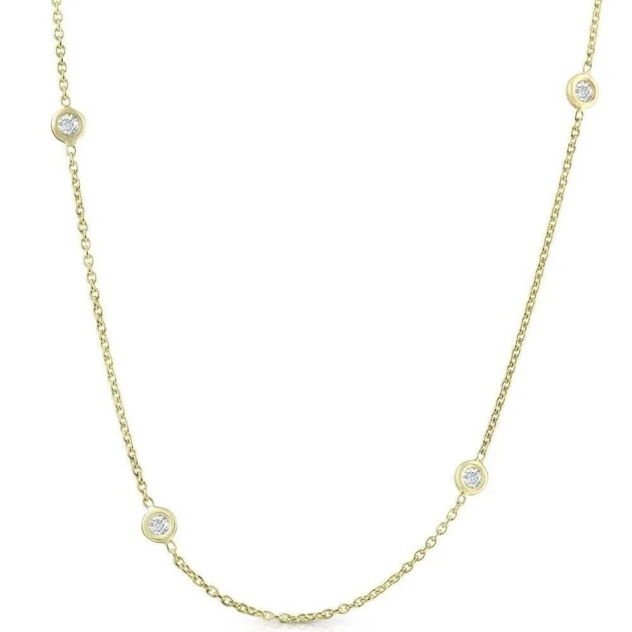 1ct Diamonds By The Yard 18" 14K Yellow Gold Womens Necklace Image 1