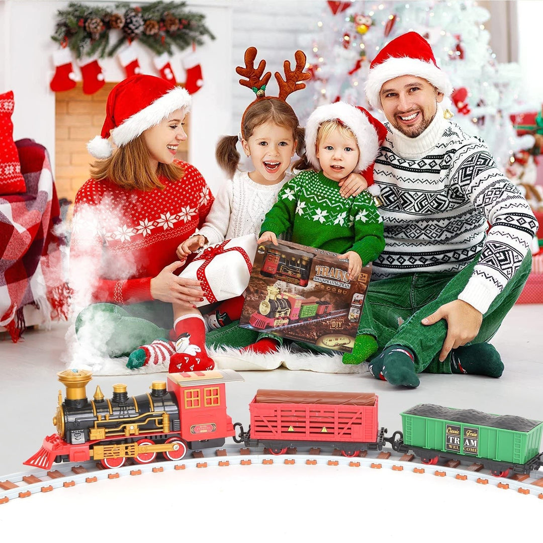 193-Piece: Electric Train Set Steam Locomotive Passenger Coach Coal Car Christmas Train Image 6