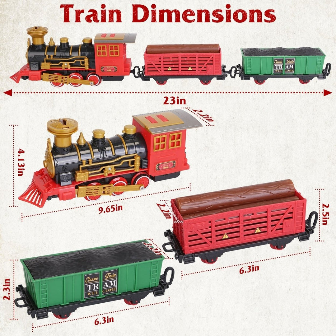 193-Piece: Electric Train Set Steam Locomotive Passenger Coach Coal Car Christmas Train Image 9