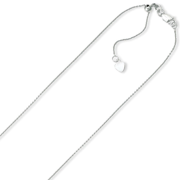 1MM Solid Adjustable Cable Chain Necklace Real 10K White Gold Up to 22" Image 1