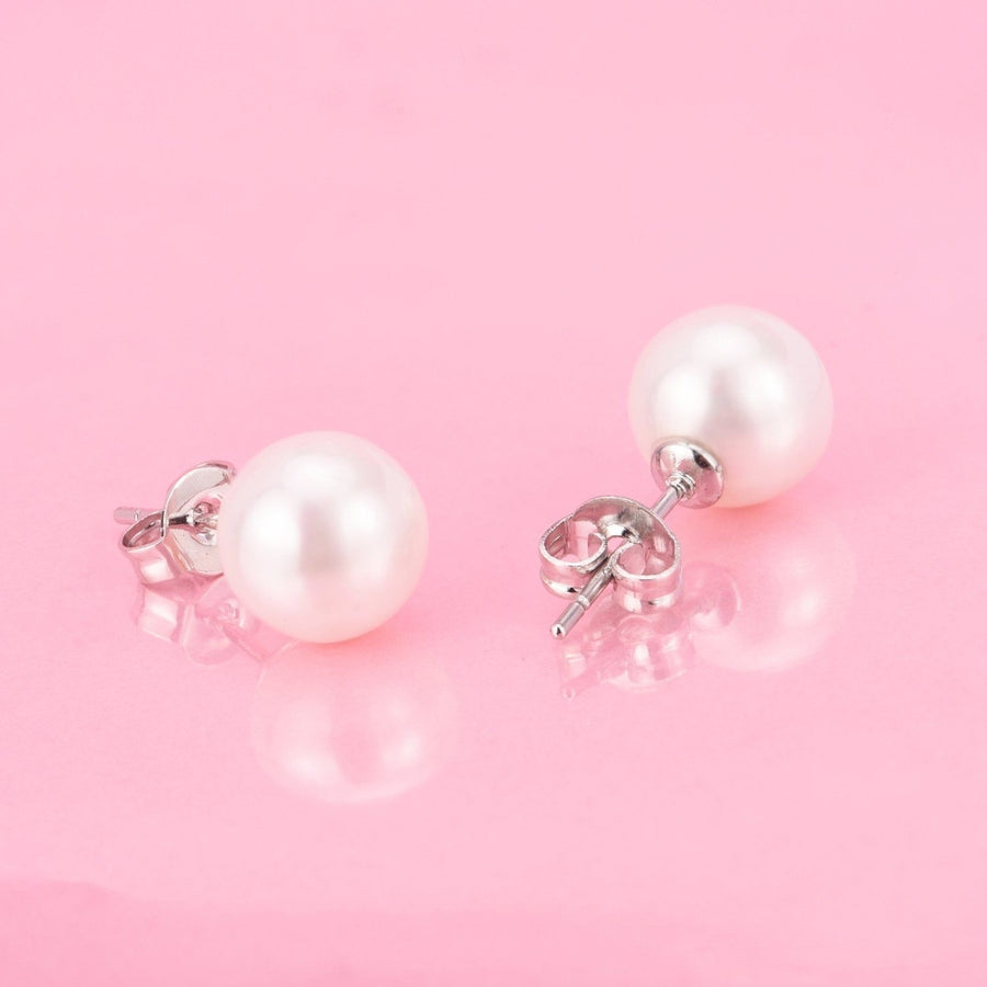 18K White Gold 4.00 CTTW Cultured Pearl Earring Image 1