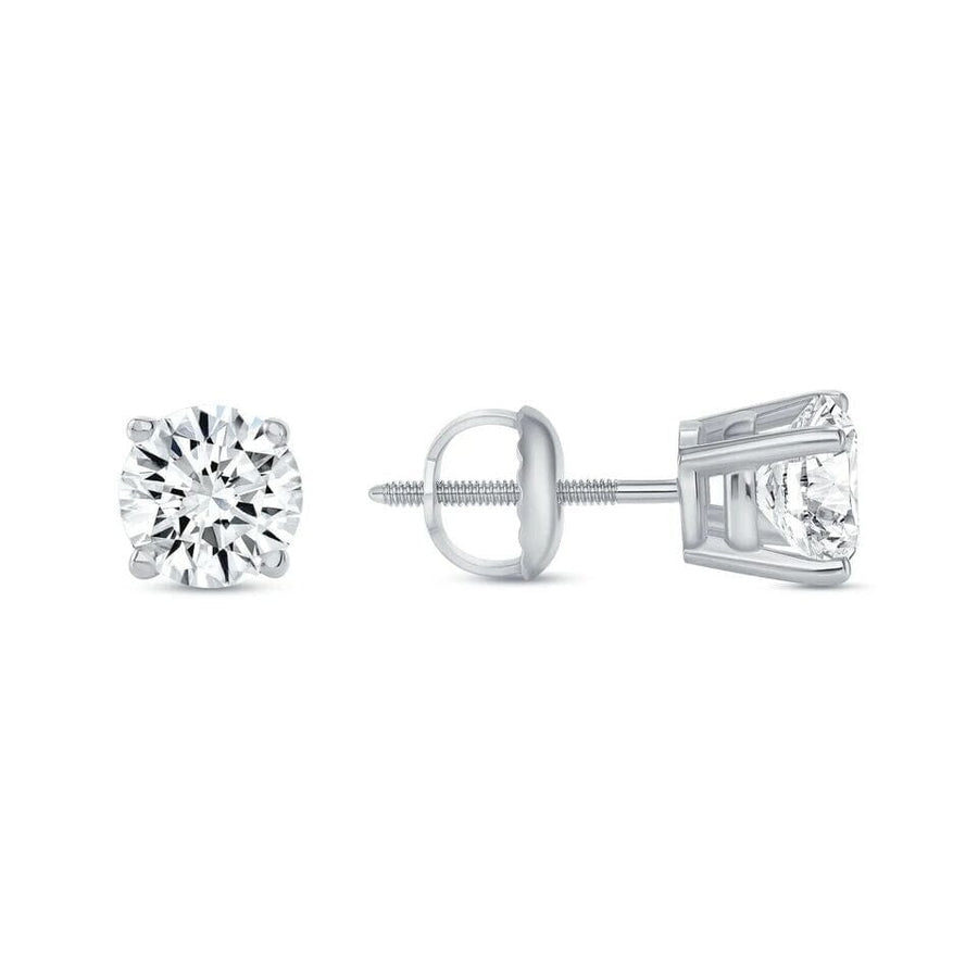 2 Ct Round Lab Created Grown Diamond Earrings 950 Platinum E/VVS Basket Screw Image 1