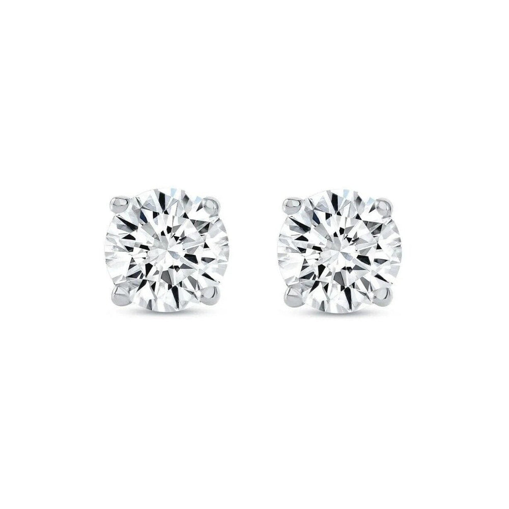 2 Ct Round Lab Created Grown Diamond Earrings 950 Platinum E/VVS Basket Screw Image 2